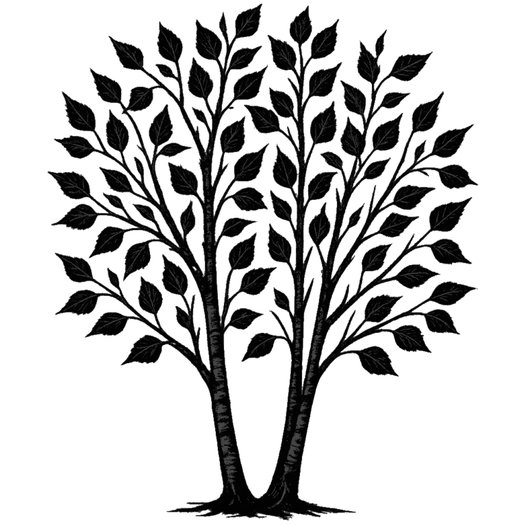 Birch. Black-ink illustration generated by AI