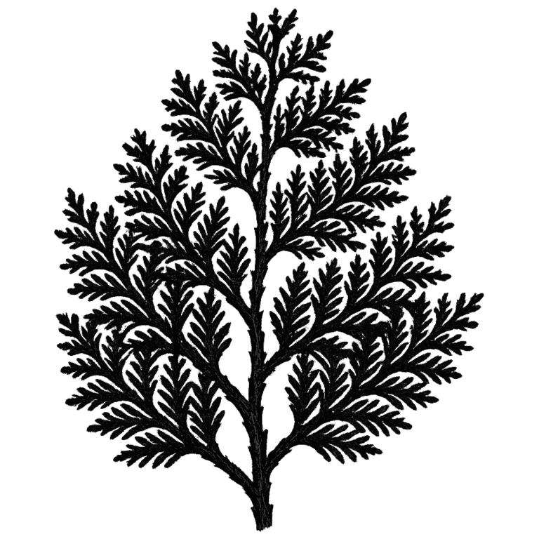 Cedar. Black-ink illustration generated by AI