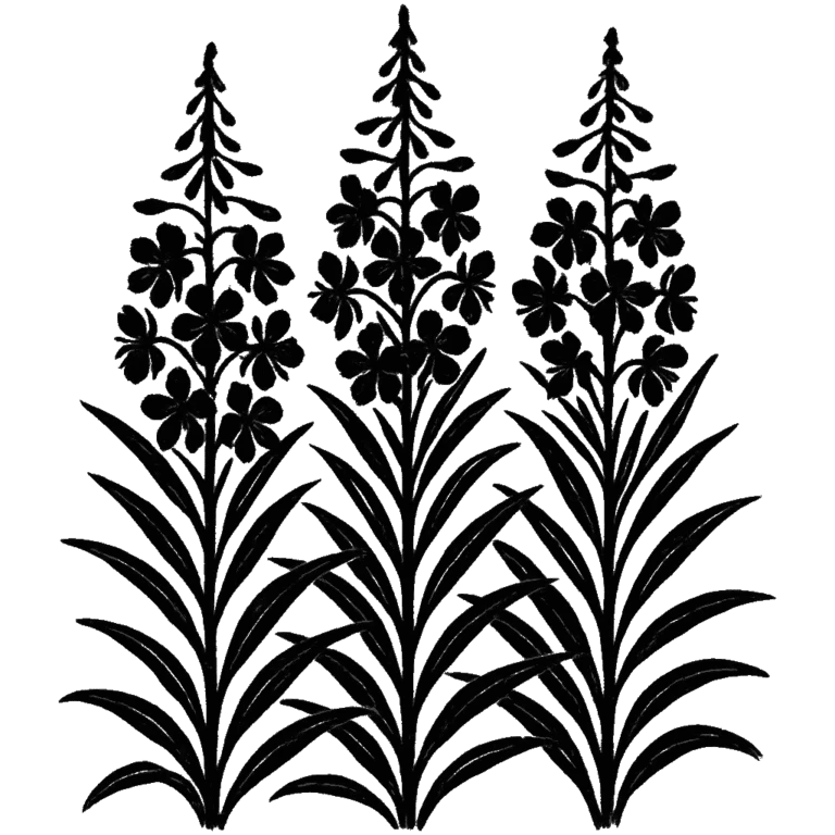 Fireweed. Black-ink illustration generated by AI