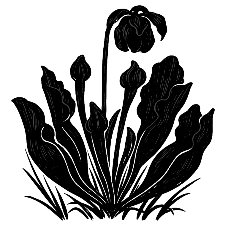 Pitcher plant. Black-ink illustration generated by AI