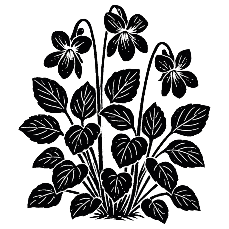 Purple violet. Black-ink illustration generated by AI