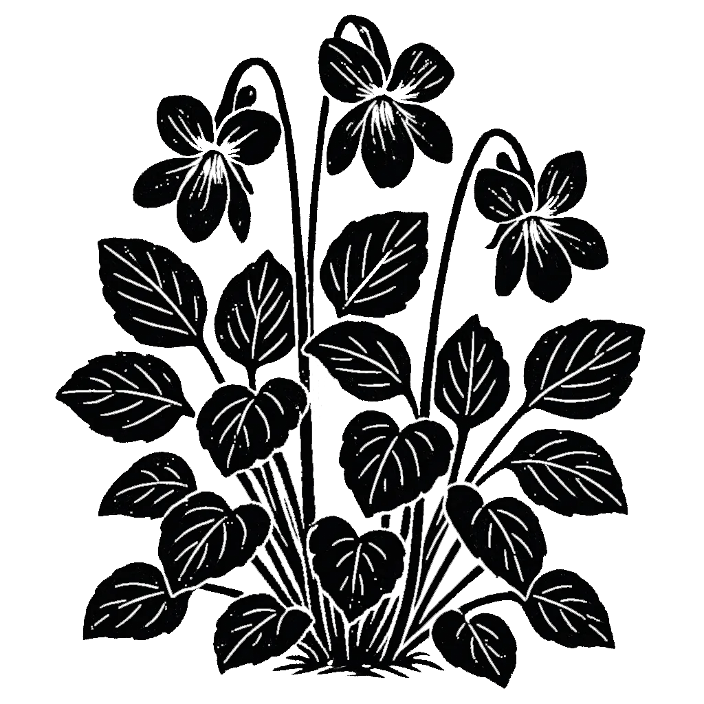 Purple violet. Black-ink illustration generated by AI