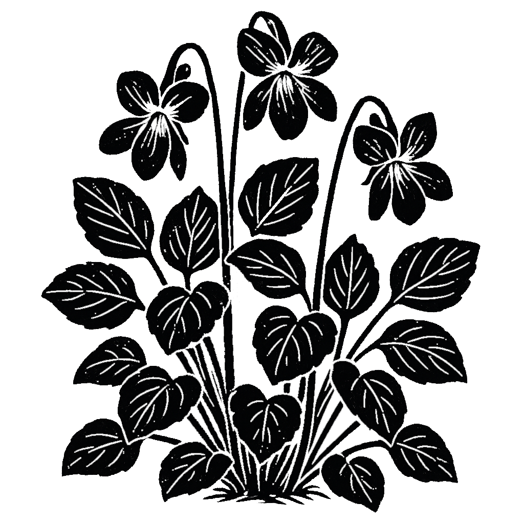 Purple violet. Black-ink illustration generated by AI