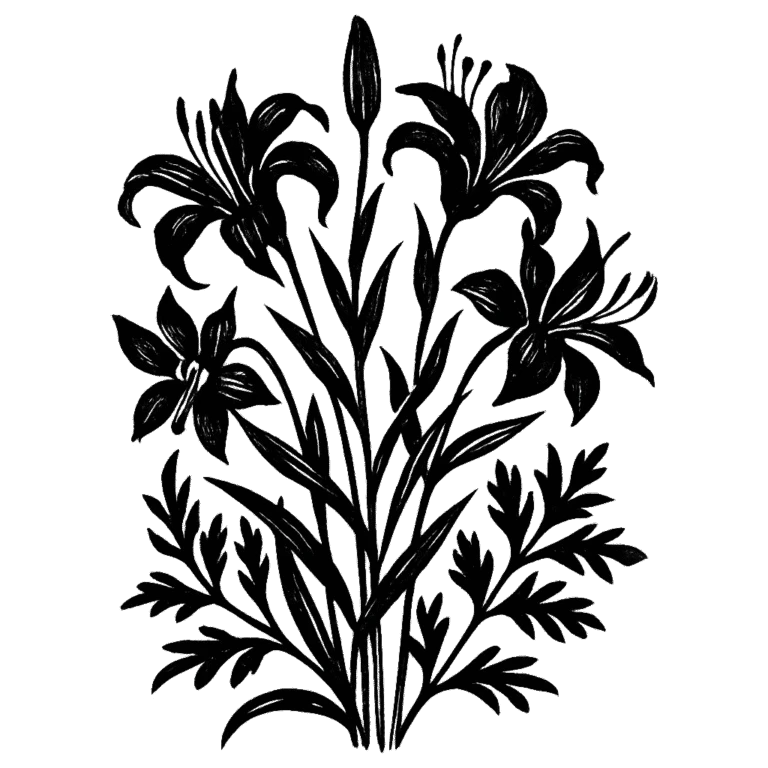Western red lily. Black-ink illustration generated by AI
